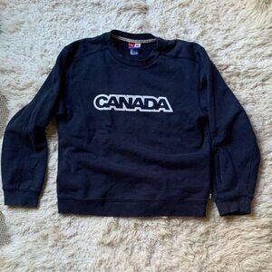 Canada Navy Blue & White Graphic Crewneck Pullover Sweater